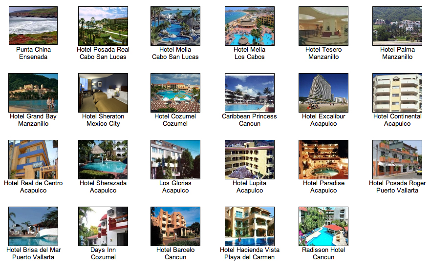 Click individual image for hotel details